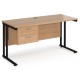 Maestro Cantilever Leg Straight Desk with Two Drawer Pedestal